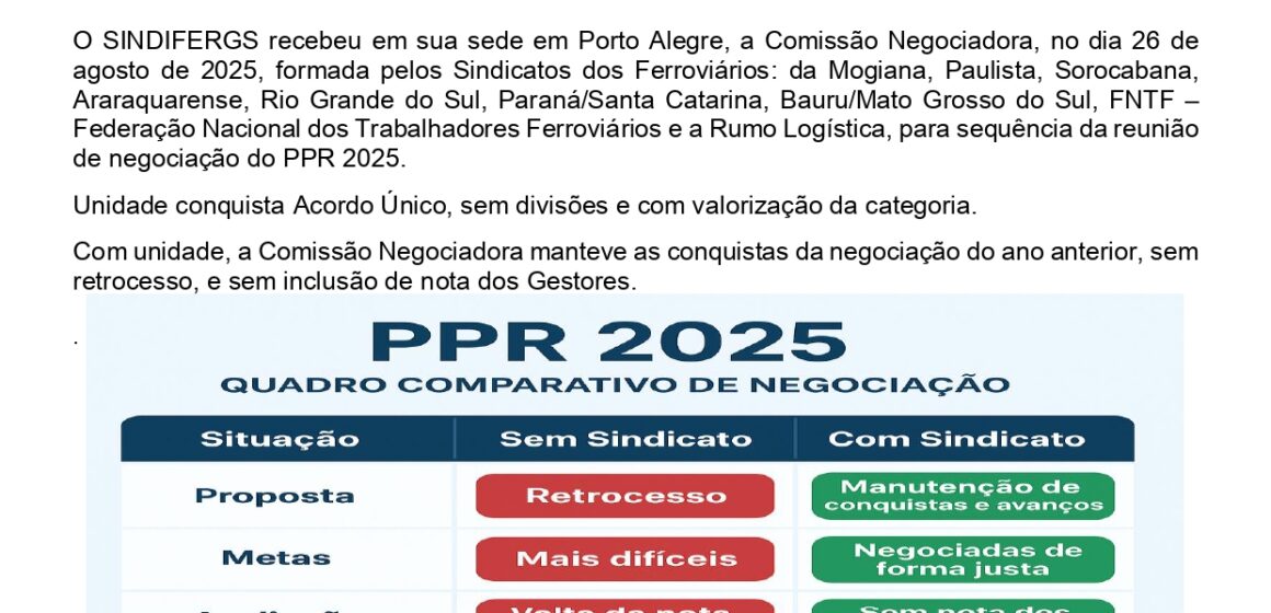 6o. Boletim Conjunto PPR 2025 - Sor-Mog-Pta-Ar-RGS-PR-Bru.MS_page-0001 Comissão Negociadora garante Acordo Único do PPR 2025 e mantém conquistas da categoria