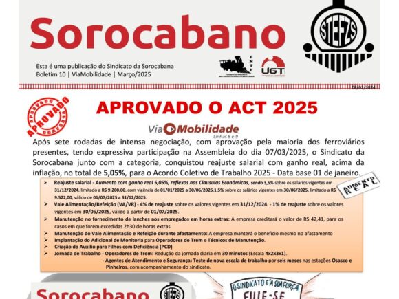 Conquistamos mais uma vitória para os ferroviários da ViaMobilidade. Destaque para- - Aumento sa Conquistamos mais uma vitória para os ferroviários da ViaMobilidade
